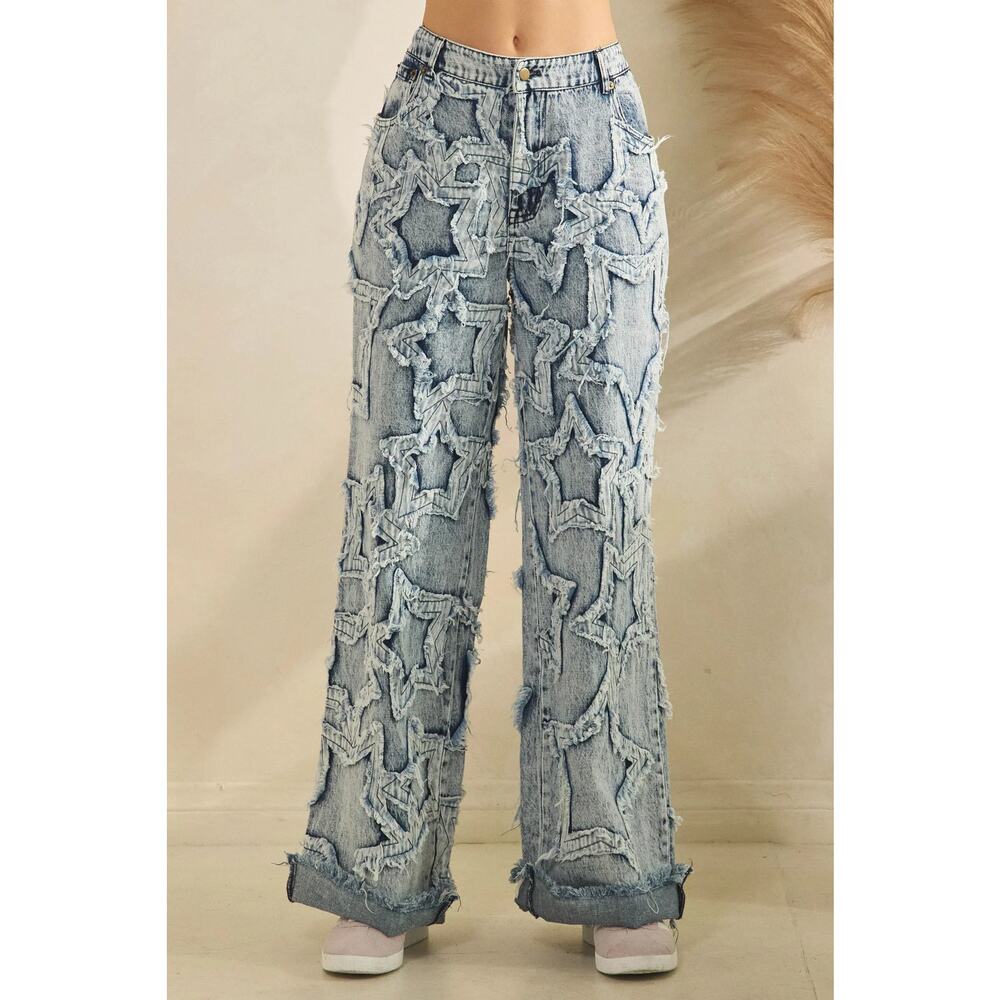 "Star Party" RESTOCKED Applique Straight Leg Star Jeans